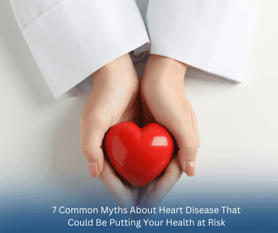 A doctor explaining heart disease facts to a patient, debunking common myths.