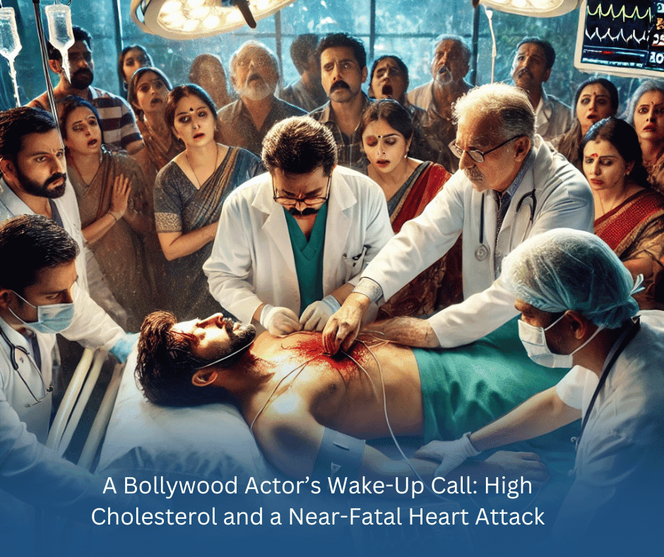 Bollywood actor experiences a near-fatal heart attack due to high cholesterol, emphasizing the importance of heart health.