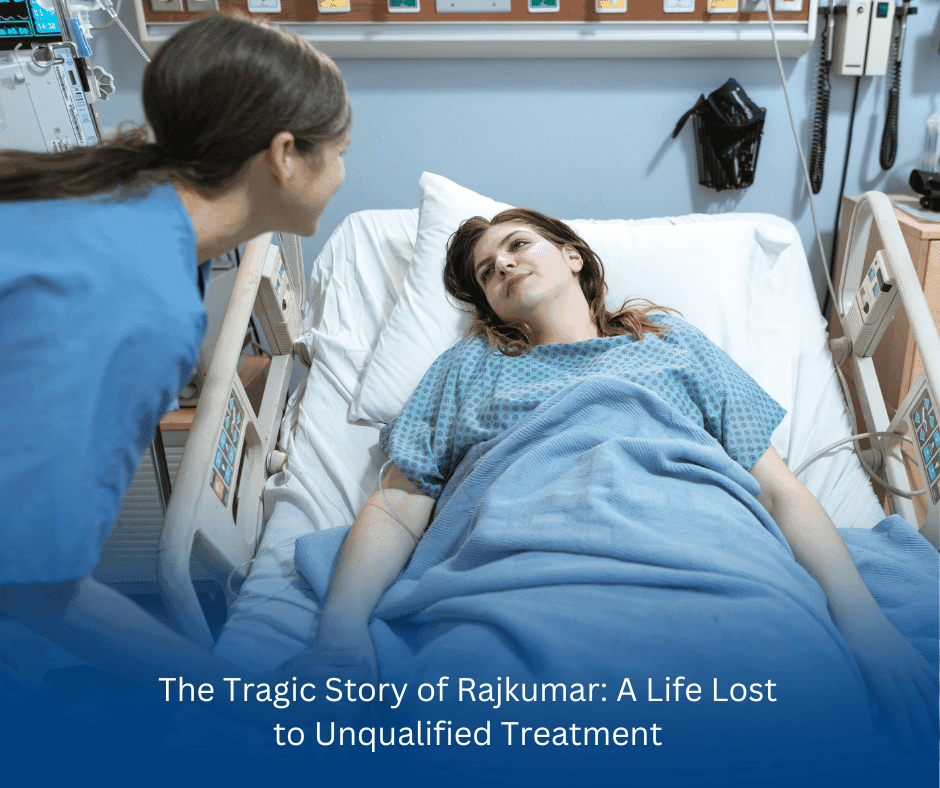 Rajkumar’s life lost due to unqualified treatment after experiencing a cardiac arrest, stressing the need for certified medical care.